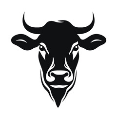 cow head portrait, set of stylized vector symbols