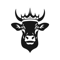 cow head portrait, set of stylized vector symbols