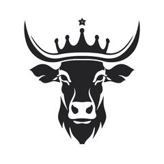 cow head portrait, set of stylized vector symbols