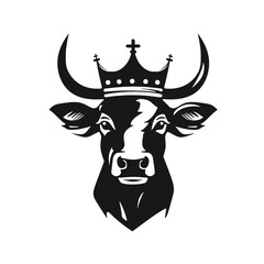 cow head portrait, set of stylized vector symbols