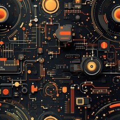 Fototapeta premium seamless pattern of futuristic technology illustrations, showcasing sleek and innovative elements