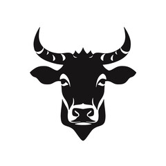 cow head logo silhouette vector