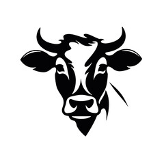 cow head logo silhouette vector