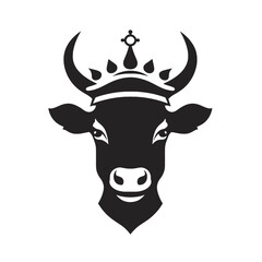 cow head logo silhouette vector