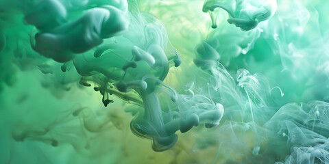 Verdant Chemical Whorls, Exploring the Mystical Dance of Green Smoke and Abstract Fluidity