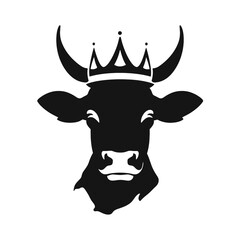 cow head logo silhouette vector