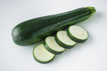 fresh natural zucchini on a white background