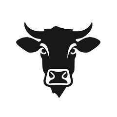 cow head logo silhouette vector