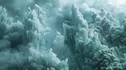 Imagine a surreal landscape made entirely of brittle ice structures ,close-up,ultra HD,digital photography - obrazy, fototapety, plakaty