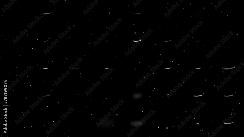 Poster template animation of evenly spaced two-handed saws of different sizes and opacity. animation of tra