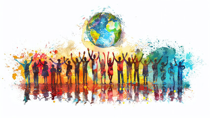 Unity in Diversity: Illustration Depicting People from Around the World Holding Earth