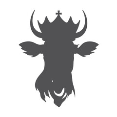 Cow head with horns logotype engraving style isolated vector illustration