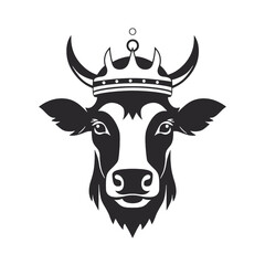Fototapeta premium Cow head with horns logotype engraving style isolated vector illustration