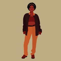 Stylish afro black woman in elegant art style vector