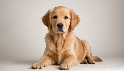 A photo of a puppy Golden Retriever with ultra high details white background 4K