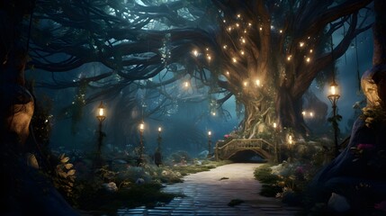 Attend a mythical forest tugether party with AI-generated tree spirits, fairies, and enchanted wildlife in a celebration of nature's mystical beauty