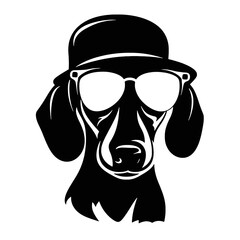 Dachshund Dog Head Potrait Vector on a White Background