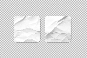 Two Square Blank Stickers Isolated Tranpsarent Background