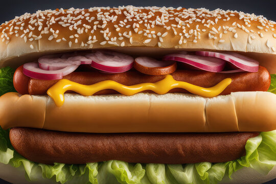 delicious hot dog realistic 3 dimensional illustration
