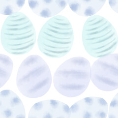 Seamless pattern with easter eggs, hand drawn illustration in watercolor style
