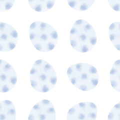 Seamless pattern with easter eggs, hand drawn illustration in watercolor style
