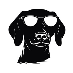 Dachshund dog. Vector black silhouette.