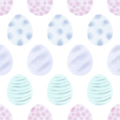 Seamless pattern with easter eggs, hand drawn illustration in watercolor style