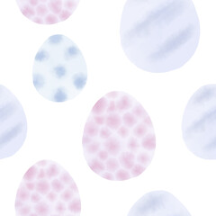 Seamless pattern with easter eggs, hand drawn illustration in watercolor style