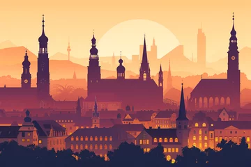 Foto op Canvas Munich flat vector skyline illustration © abvbakarrr