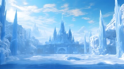 Experience a magical winter tugether party with AI-generated ice castles, snow elves, and aurora borealis in a celebration of frosty enchantment - obrazy, fototapety, plakaty