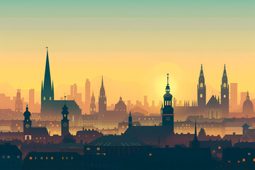 Fototapeta premium Munich flat vector skyline illustration