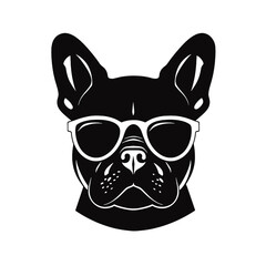 Portrait of french bulldog wearing sunglasses