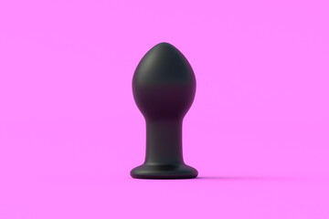Butt plug on pink background. Adult anal sex toy. Sexual fantasies. Female masturbation. 3d render