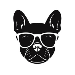 Portrait of french bulldog wearing sunglasses