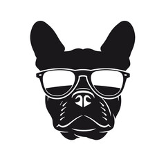 Portrait of french bulldog wearing sunglasses