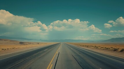 Naklejka premium View of the hills landscape from the car. Generative AI