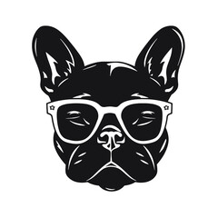Portrait of french bulldog wearing sunglasses