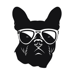 Portrait of french bulldog wearing sunglasses