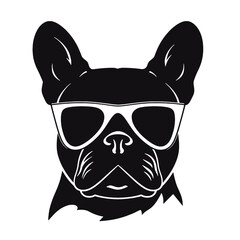 Portrait of french bulldog wearing sunglasses