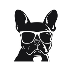 Portrait of french bulldog wearing sunglasses