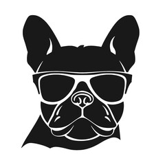 Portrait of french bulldog wearing sunglasses