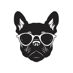 Portrait of french bulldog wearing sunglasses