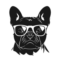 Portrait of french bulldog wearing sunglasses