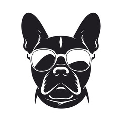 Portrait of french bulldog wearing sunglasses