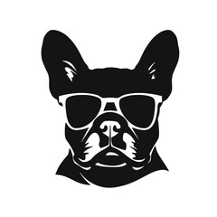 Portrait of french bulldog wearing sunglasses