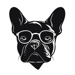 Portrait of french bulldog wearing sunglasses