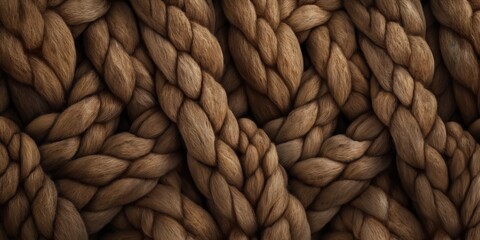 Detailed close-up of intertwined brown braided ropes, symbolizing strength, unity, and craftsmanship - obrazy, fototapety, plakaty