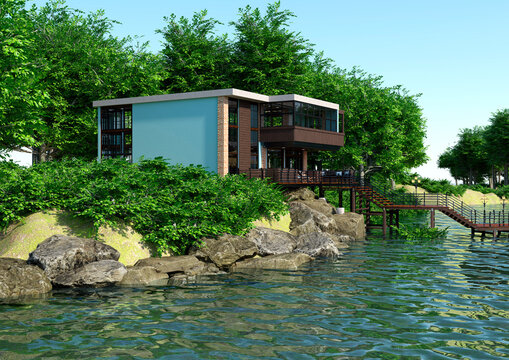3D Rendering Lakeside House