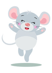 Cute mouse laughing happy isolated - 787206219