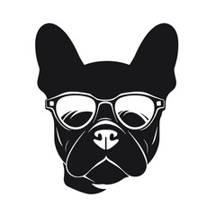 french bulldog wear sunglasses logo icon design vector illustration